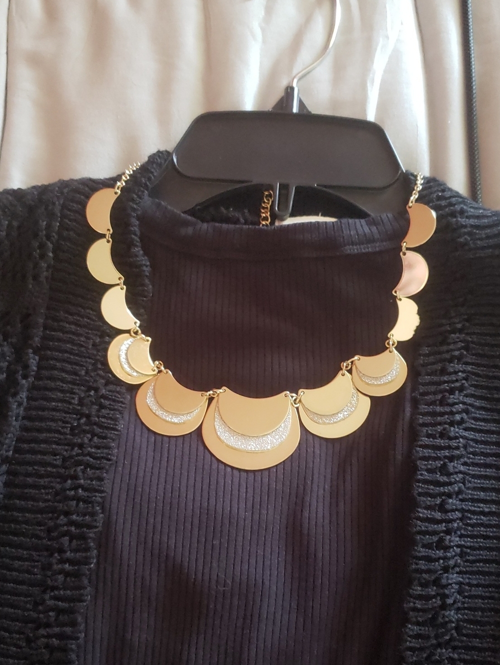 Goldtone  scalloped crescent moon Necklace.